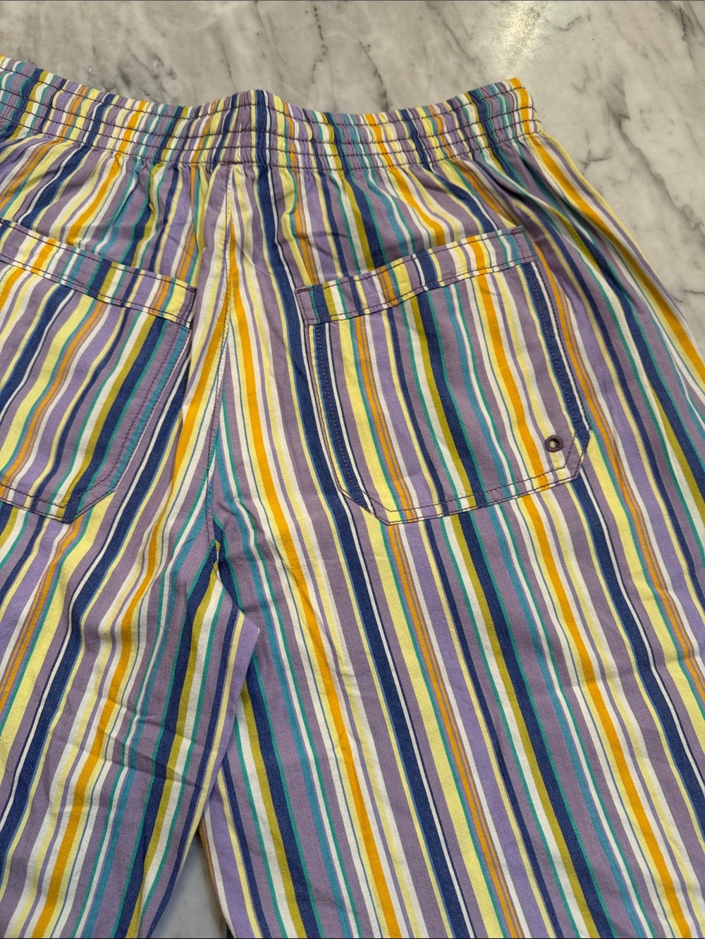 Free People Striped Bermuda Shorts Elastic Drawstring Waist Size XS/TP - Picture 6 of 8
